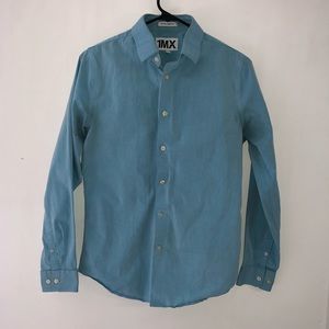 Express 1MX Extra Slim Fit Dress Shirt Blue